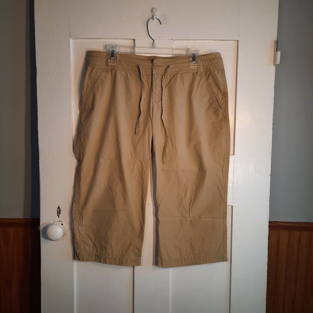 MASSIMO Tan Cotton Crop Lowest Rise Drawstring Waist Capri JR sz13